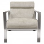 La Brea Accent Chair in Champagne Fabric with Brushed Stainless Steel Frame by Diamond Sofa