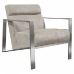 La Brea Accent Chair in Champagne Fabric with Brushed Stainless Steel Frame by Diamond Sofa