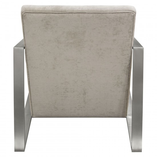 La Brea Accent Chair in Champagne Fabric with Brushed Stainless Steel Frame by Diamond Sofa