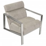 La Brea Accent Chair in Champagne Fabric with Brushed Stainless Steel Frame by Diamond Sofa