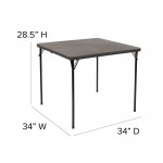 2.83-Foot Square Bi-Fold Dark Gray Plastic Folding Table with Carrying Handle