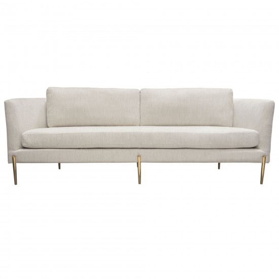 Lane Sofa in Light Cream Fabric with Gold Metal Legs by Diamond Sofa