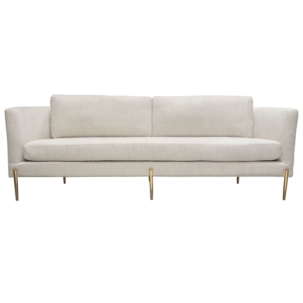 Lane Sofa in Light Cream Fabric with Gold Metal Legs by Diamond Sofa