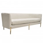 Lane Sofa in Light Cream Fabric with Gold Metal Legs by Diamond Sofa