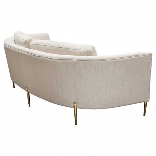 Lane Sofa in Light Cream Fabric with Gold Metal Legs by Diamond Sofa