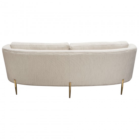 Lane Sofa in Light Cream Fabric with Gold Metal Legs by Diamond Sofa