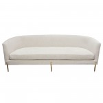 Lane Sofa in Light Cream Fabric with Gold Metal Legs by Diamond Sofa