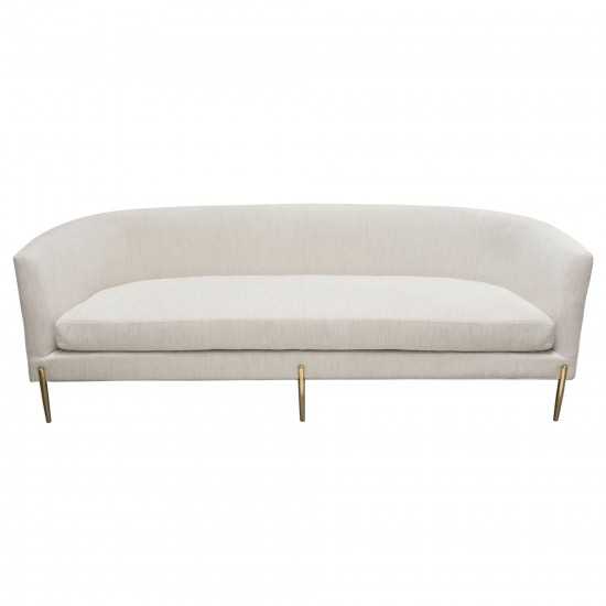 Lane Sofa in Light Cream Fabric with Gold Metal Legs by Diamond Sofa