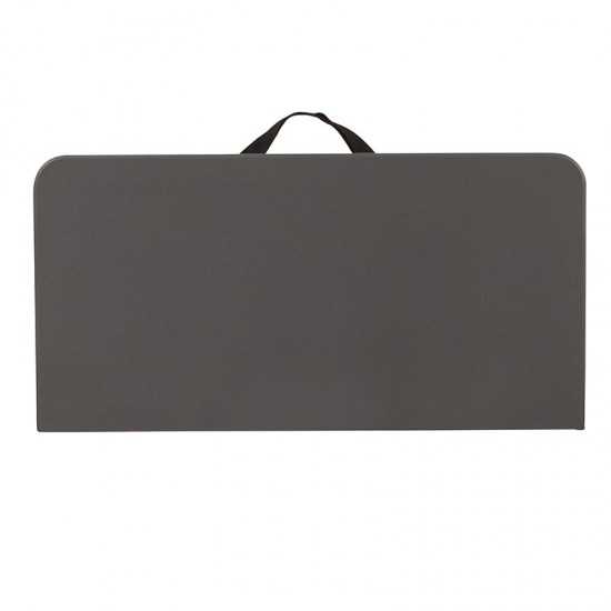 2.83-Foot Square Bi-Fold Dark Gray Plastic Folding Table with Carrying Handle