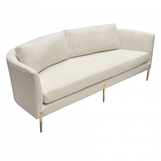 Lane Sofa in Light Cream Fabric with Gold Metal Legs by Diamond Sofa