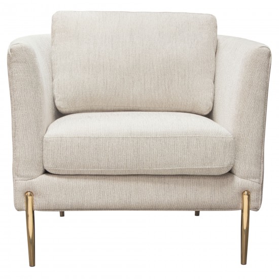 Lane Chair in Light Cream Fabric with Gold Metal Legs by Diamond Sofa