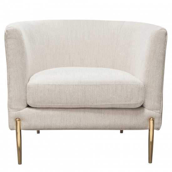 Lane Chair in Light Cream Fabric with Gold Metal Legs by Diamond Sofa