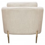 Lane Chair in Light Cream Fabric with Gold Metal Legs by Diamond Sofa