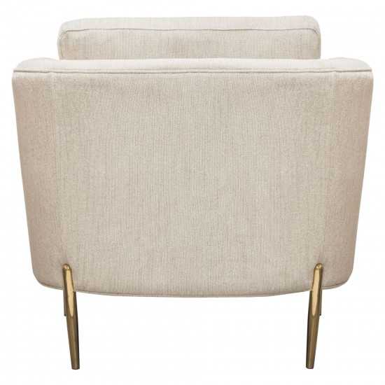 Lane Chair in Light Cream Fabric with Gold Metal Legs by Diamond Sofa