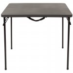 2.83-Foot Square Bi-Fold Dark Gray Plastic Folding Table with Carrying Handle