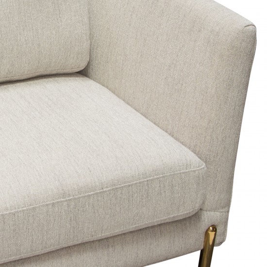 Lane Chair in Light Cream Fabric with Gold Metal Legs by Diamond Sofa