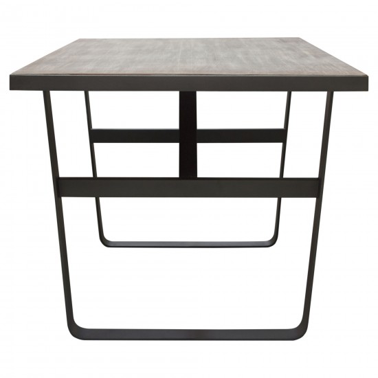 Monterey 67" Dining Table or Home Office Desk with Rustic Oak Top and Black Metal Wrap Around Apron & Base by Diamond Sofa