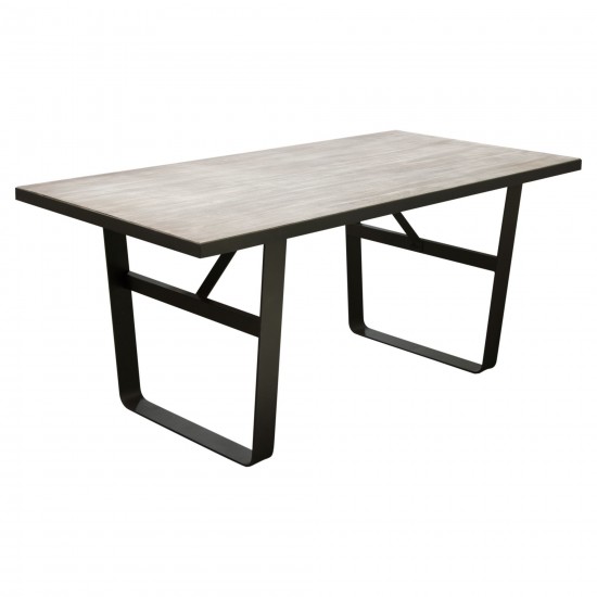 Monterey 67" Dining Table or Home Office Desk with Rustic Oak Top and Black Metal Wrap Around Apron & Base by Diamond Sofa