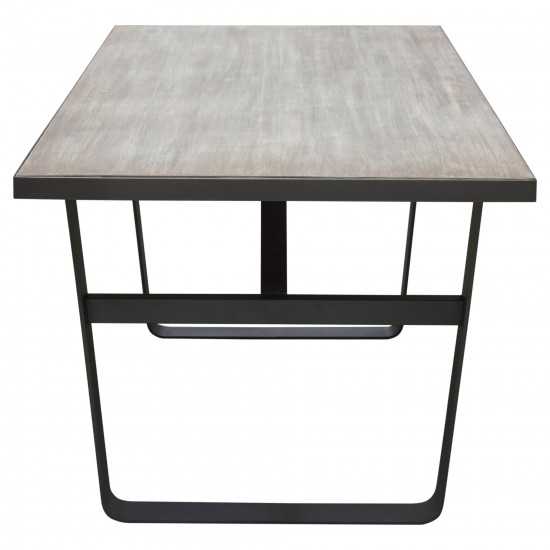 Monterey 67" Dining Table or Home Office Desk with Rustic Oak Top and Black Metal Wrap Around Apron & Base by Diamond Sofa