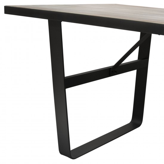 Monterey 67" Dining Table or Home Office Desk with Rustic Oak Top and Black Metal Wrap Around Apron & Base by Diamond Sofa
