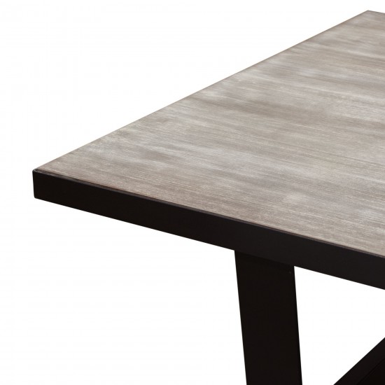 Monterey 67" Dining Table or Home Office Desk with Rustic Oak Top and Black Metal Wrap Around Apron & Base by Diamond Sofa