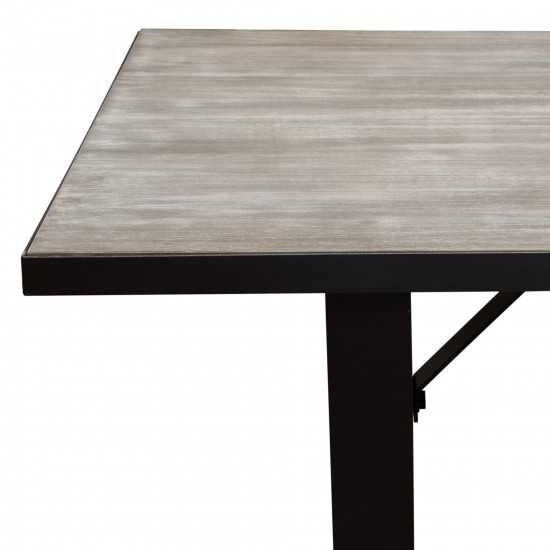 Monterey 67" Dining Table or Home Office Desk with Rustic Oak Top and Black Metal Wrap Around Apron & Base by Diamond Sofa