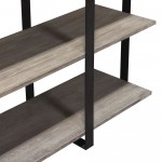 Sherman 59" 3-Tiered Shelf Unit in Grey Oak Finish with Iron Supports by Diamond Sofa