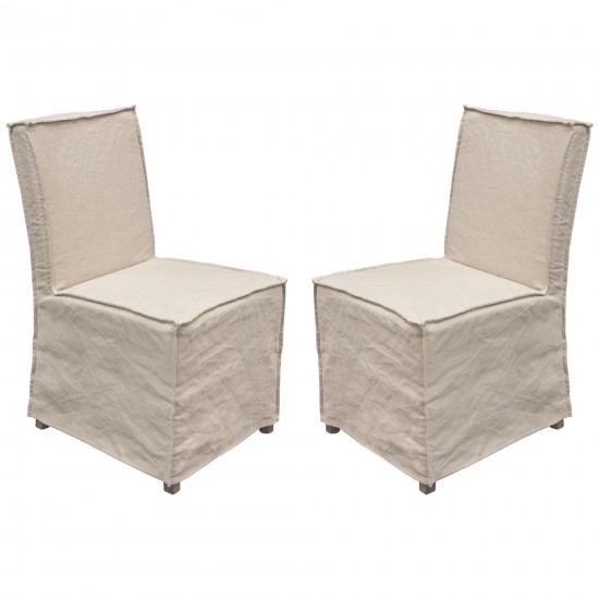 Sonoma 2-Pack Dining Chairs with Wood Legs and Sand Linen Removable Slipcover by Diamond Sofa