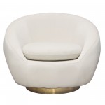 Celine Swivel Accent Chair in Light Cream Velvet w/ Brushed Gold Accent Band by Diamond Sofa