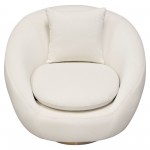 Celine Swivel Accent Chair in Light Cream Velvet w/ Brushed Gold Accent Band by Diamond Sofa