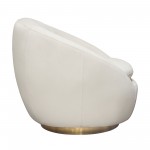 Celine Swivel Accent Chair in Light Cream Velvet w/ Brushed Gold Accent Band by Diamond Sofa