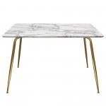 Chance Faux Marble Top Rectangular Dining Table w/ Brushed Gold Metal Legs by Diamond Sofa
