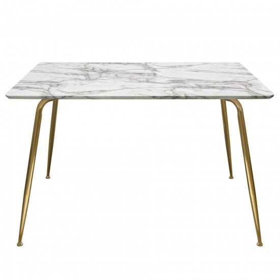 Chance Faux Marble Top Rectangular Dining Table w/ Brushed Gold Metal Legs by Diamond Sofa