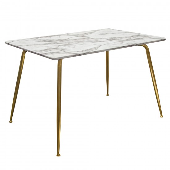 Chance Faux Marble Top Rectangular Dining Table w/ Brushed Gold Metal Legs by Diamond Sofa