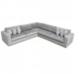 Envy 3PC Sectional in Platinum Grey Velvet with Tufted Outside Detail and Silver Metal Trim by Diamond Sofa