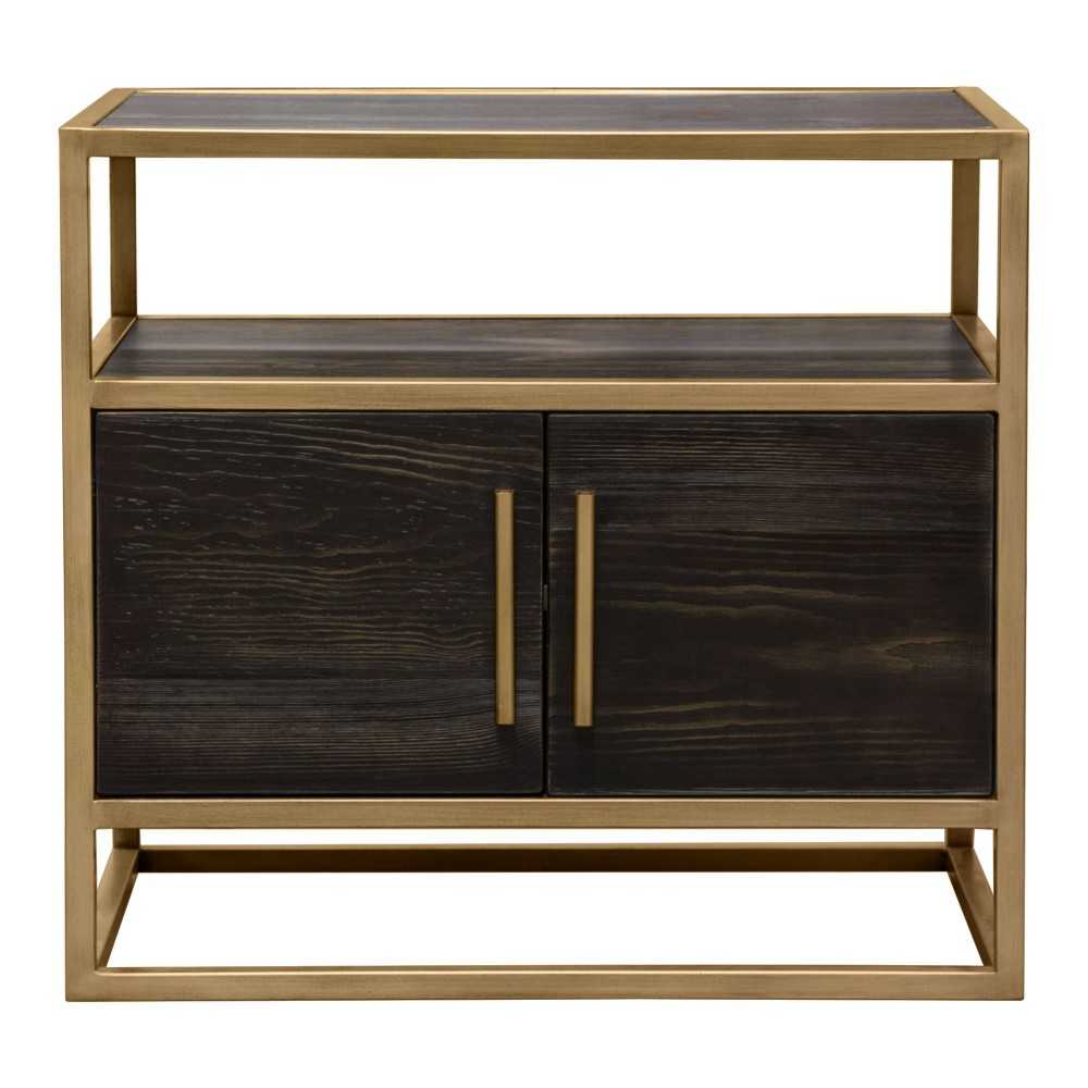 Empire 2-Door End Table in Dark Brown Veneer w/ Hand brushed Gold Metal Frame by Diamond Sofa Empire 2-Door End Table in Dark Brown Veneer w/ Hand brushed Gold Metal Frame by Diamond Sofa