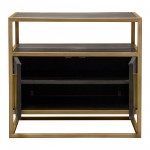 Empire 2-Door End Table in Dark Brown Veneer w/ Hand brushed Gold Metal Frame by Diamond Sofa