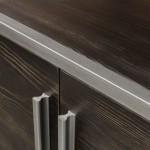 Empire 2-Door End Table in Dark Brown Veneer w/ Hand brushed Silver Metal Frame by Diamond Sofa
