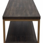 Empire 3-Tier Console Shelf in Dark Brown Veneer w/ Hand brushed Gold Metal Frame by Diamond Sofa