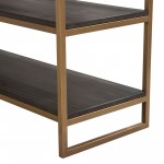 Empire 3-Tier Console Shelf in Dark Brown Veneer w/ Hand brushed Gold Metal Frame by Diamond Sofa