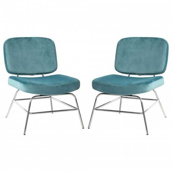 Hanna Set of (2) Accent Chairs in French Blue Velvet with Chrome Legs by Diamond Sofa