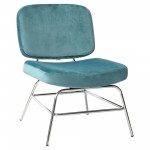 Hanna Set of (2) Accent Chairs in French Blue Velvet with Chrome Legs by Diamond Sofa