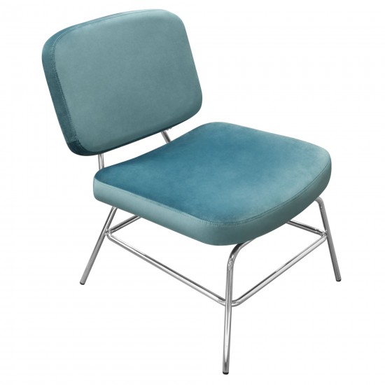 Hanna Set of (2) Accent Chairs in French Blue Velvet with Chrome Legs by Diamond Sofa