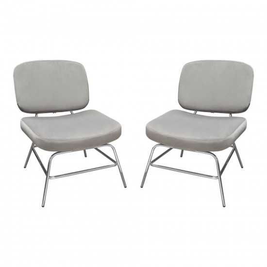 Hanna Set of (2) Accent Chairs in Grey Velvet with Chrome Legs by Diamond Sofa