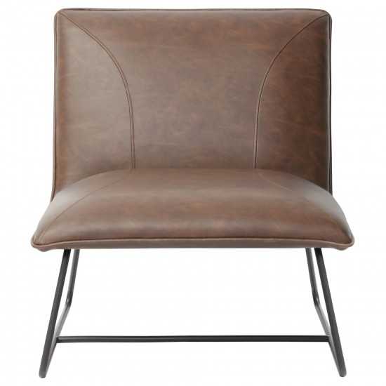 Jordan Armless Accent Chair in Chocolate Leatherette with Chrome Metal Base by Diamond Sofa