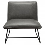 Jordan Armless Accent Chair in Weathered Grey Leatherette with Black Metal Base by Diamond Sofa