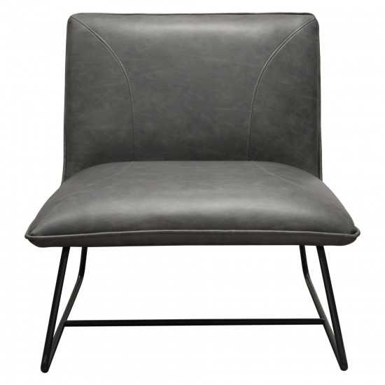 Jordan Armless Accent Chair in Weathered Grey Leatherette with Black Metal Base by Diamond Sofa