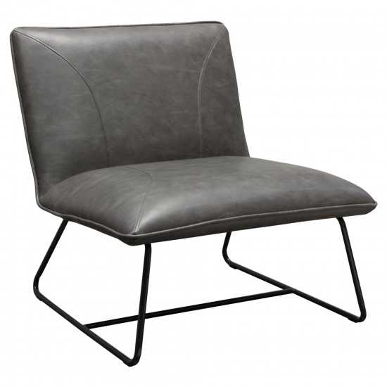 Jordan Armless Accent Chair in Weathered Grey Leatherette with Black Metal Base by Diamond Sofa