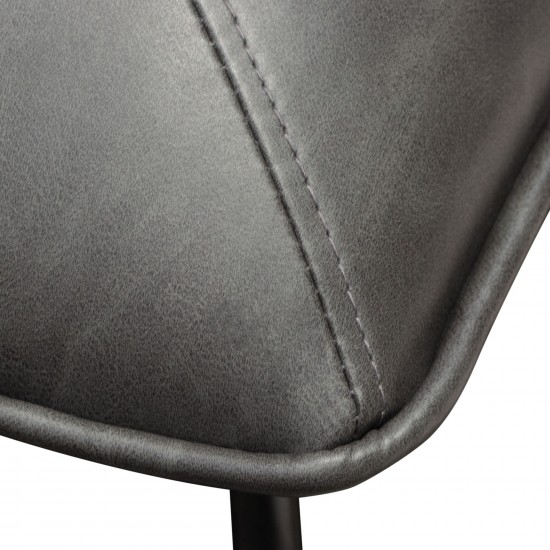 Jordan Armless Accent Chair in Weathered Grey Leatherette with Black Metal Base by Diamond Sofa