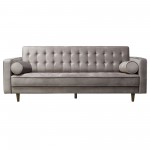 Juniper Tufted Sofa in Champagne Grey Velvet with (2) Bolster Pillows by Diamond Sofa